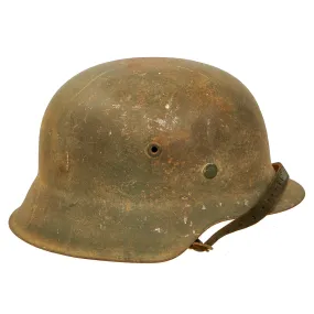 Original German WWII Untouched USGI Bring Back M42 Army Heer Helmet with Liner & Chinstrap - stamped NS64