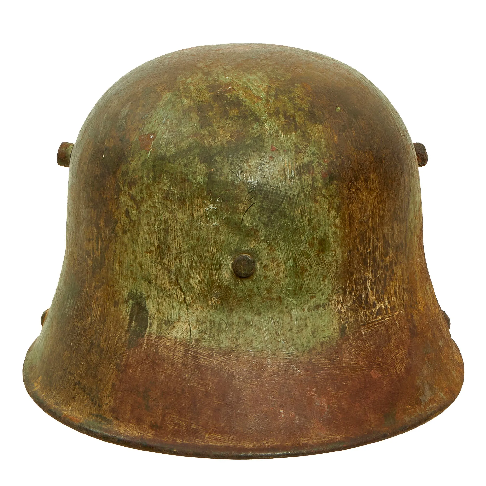 Original Imperial German WWI M-1916 M16 Stahlhelm Helmet with Panel Camouflage Paint - marked B.F.64.