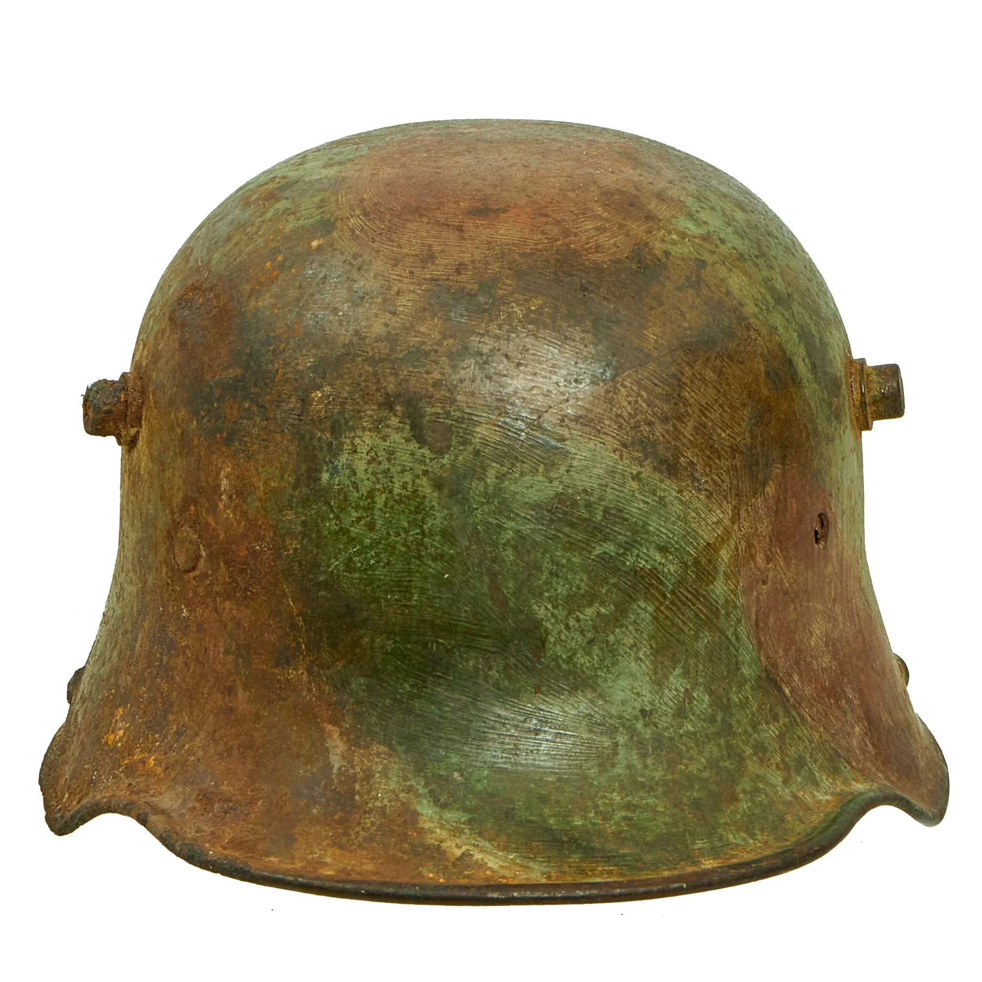 Original Imperial German WWI M-1916 M16 Stahlhelm Helmet with Panel Camouflage Paint - marked B.F.64.