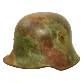 Original Imperial German WWI M-1916 M16 Stahlhelm Helmet with Panel Camouflage Paint - marked B.F.64.