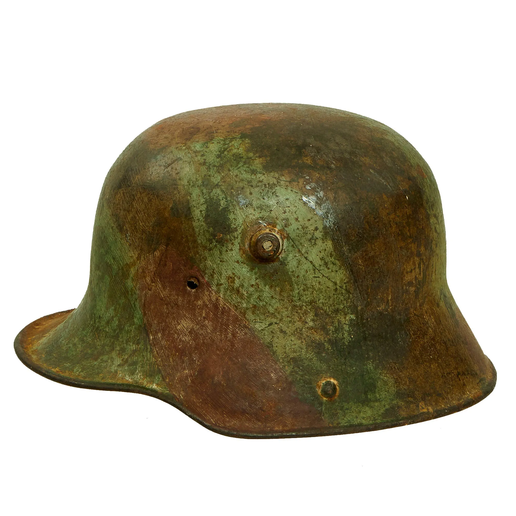 Original Imperial German WWI M-1916 M16 Stahlhelm Helmet with Panel Camouflage Paint - marked B.F.64.