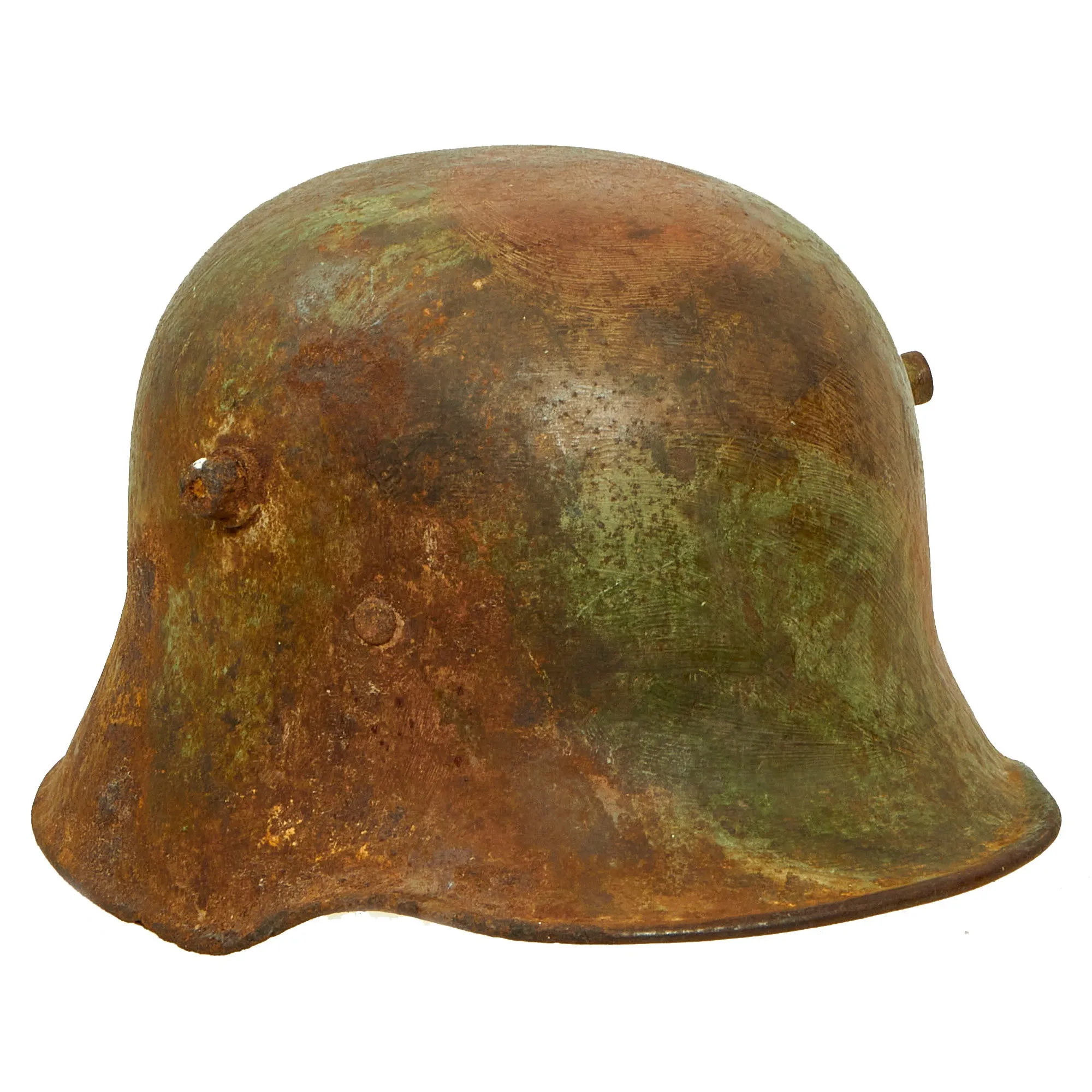 Original Imperial German WWI M-1916 M16 Stahlhelm Helmet with Panel Camouflage Paint - marked B.F.64.