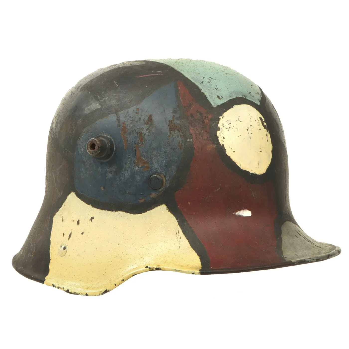 Original Imperial German WWI M16 Stahlhelm Helmet Shell with Panel Camouflage Paint - marked B.F. 62.