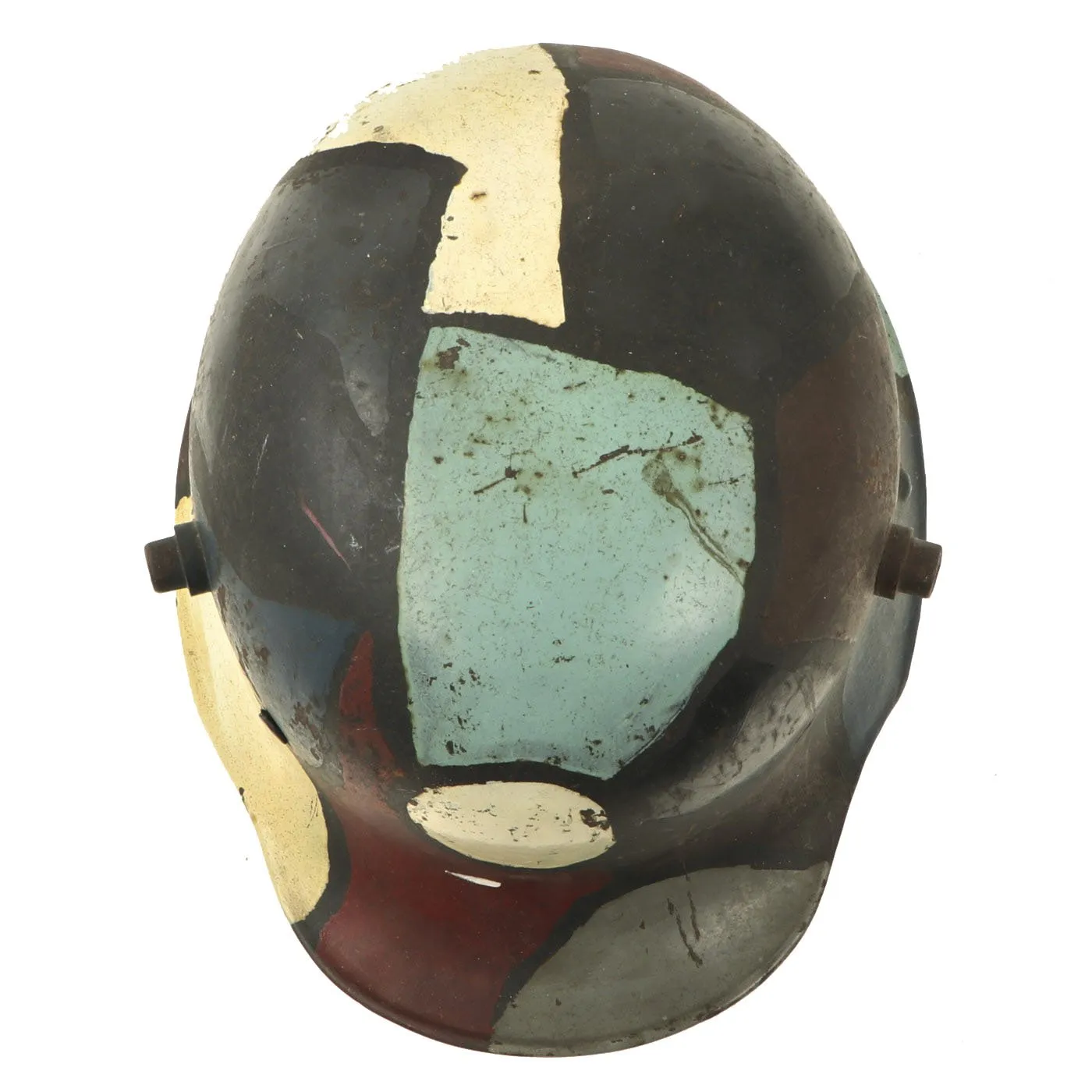 Original Imperial German WWI M16 Stahlhelm Helmet Shell with Panel Camouflage Paint - marked B.F. 62.