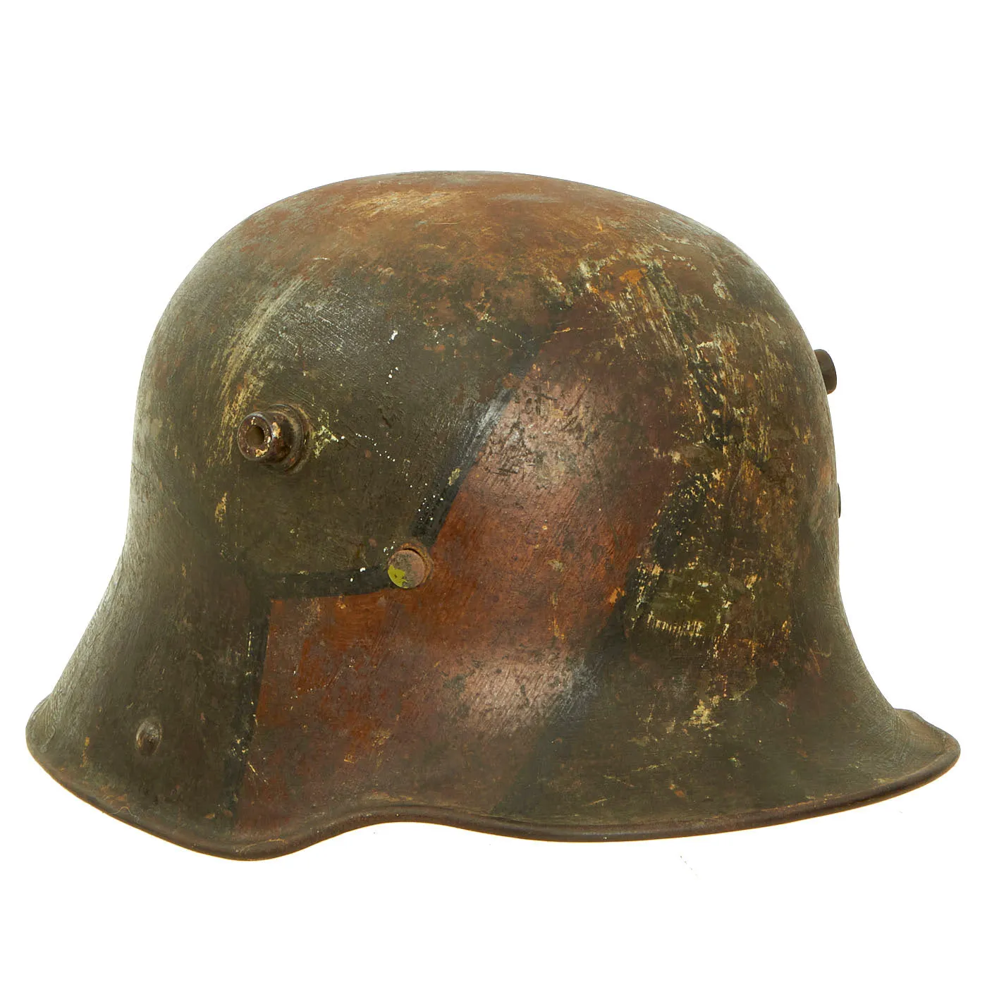 Original Imperial German WWI M16 Stahlhelm Helmet with Panel Camouflage Paint - marked B.F.64.