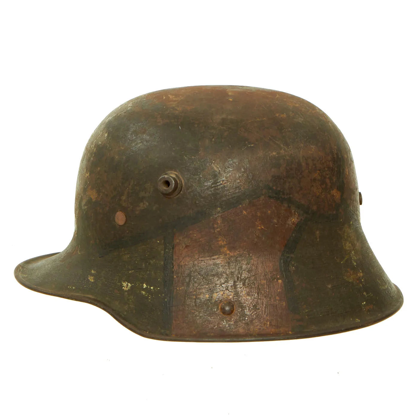 Original Imperial German WWI M16 Stahlhelm Helmet with Panel Camouflage Paint - marked B.F.64.