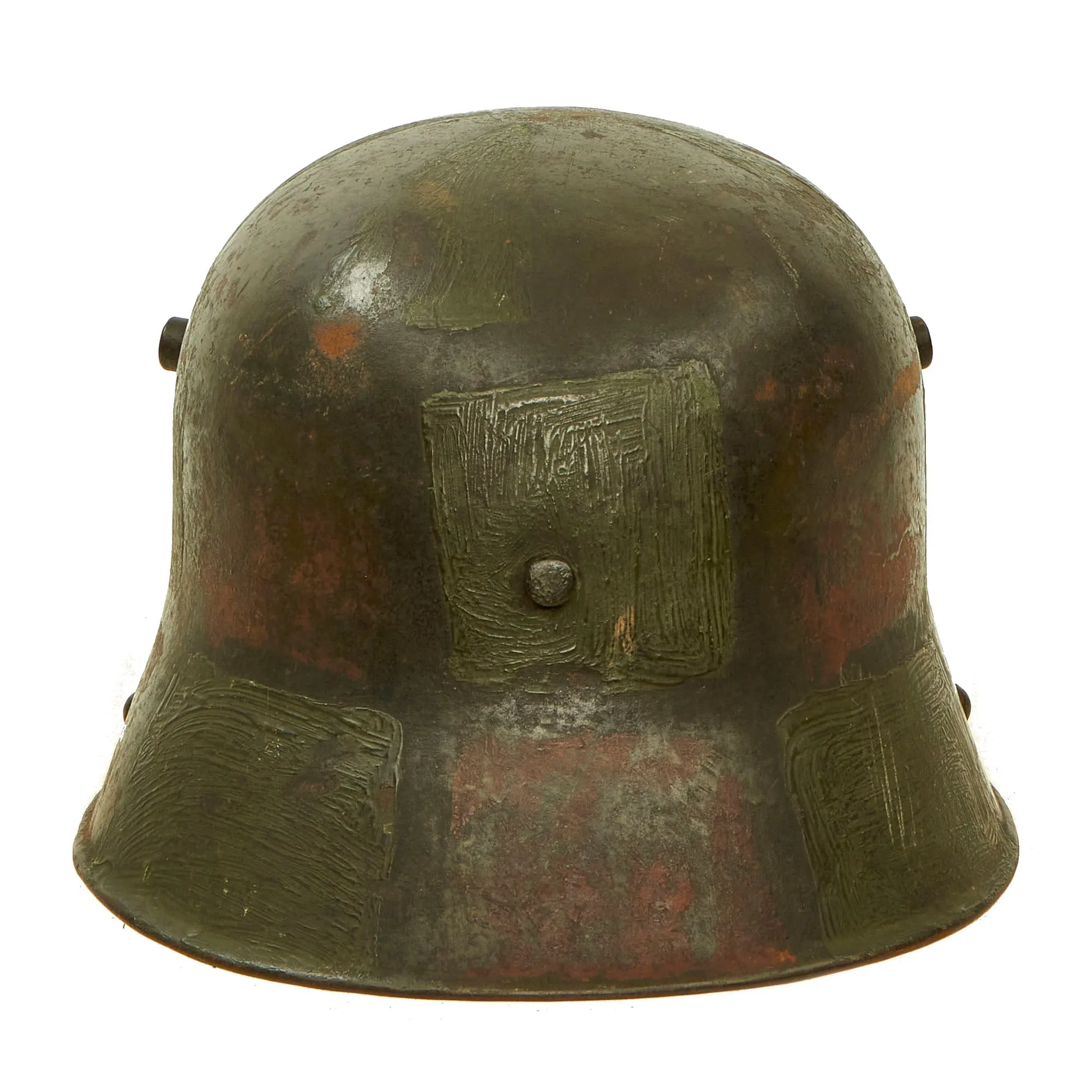 Original Imperial German WWI Panel Camouflage M16 Stahlhelm Helmet with Worn Liner & Chinstrap - Stamped K.64