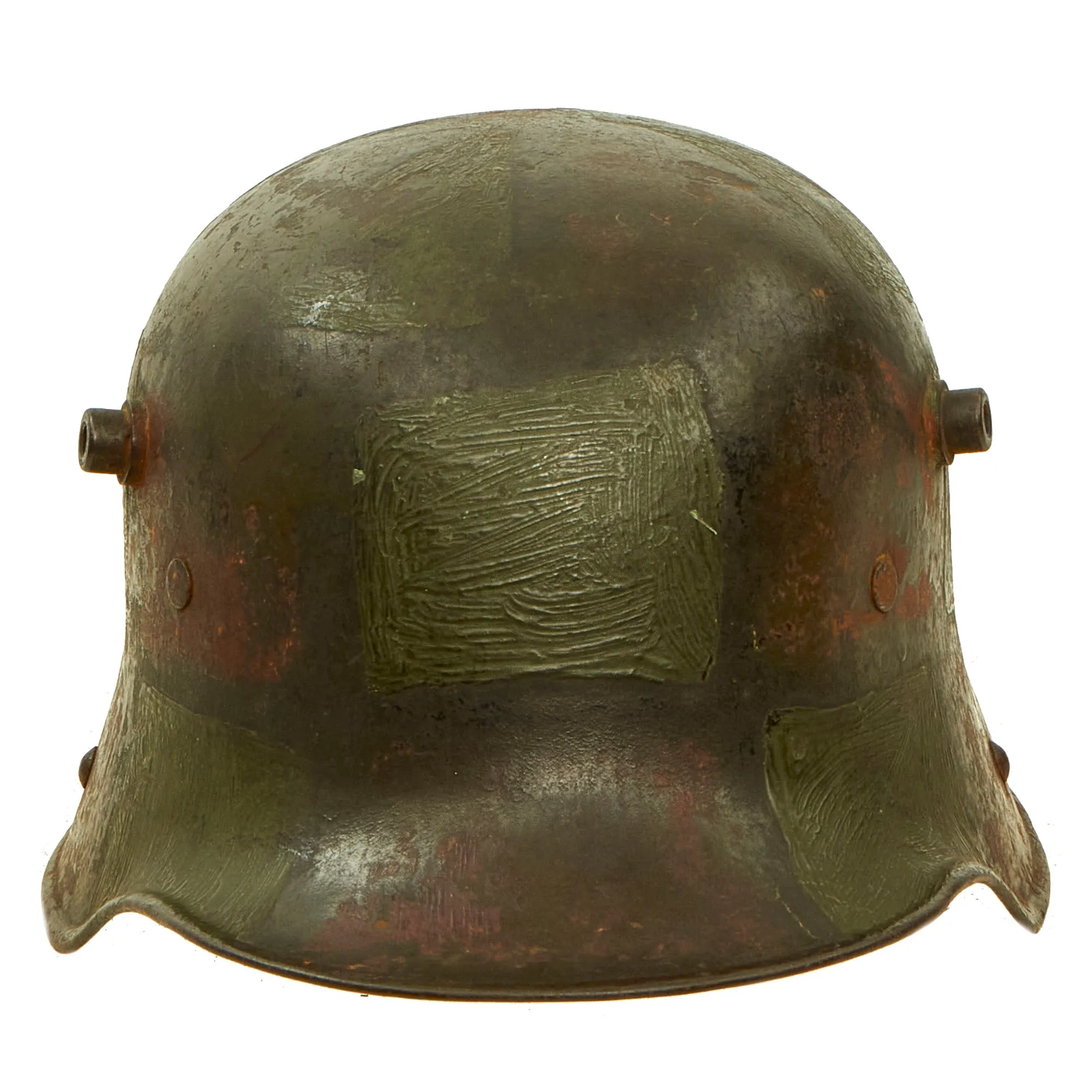 Original Imperial German WWI Panel Camouflage M16 Stahlhelm Helmet with Worn Liner & Chinstrap - Stamped K.64