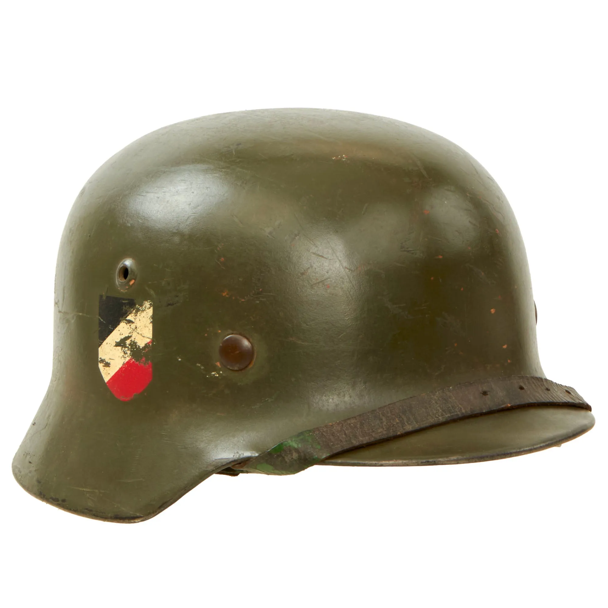 Original Rare Early German WWII Army Heer M35 Double Decal Helmet with Liner & Chinstrap - Stamped ET66