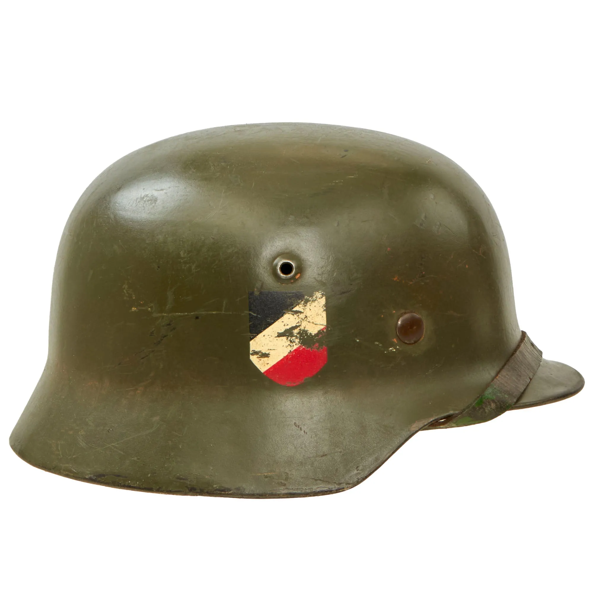 Original Rare Early German WWII Army Heer M35 Double Decal Helmet with Liner & Chinstrap - Stamped ET66