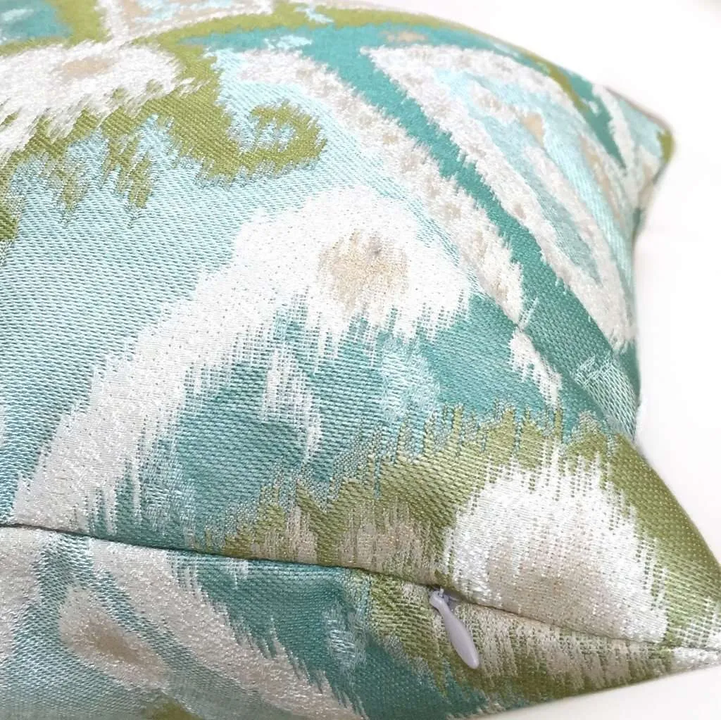 Ortega Ikat Southwest Aqua Green Blue Beige Pillow Cover (Kravet fabric)