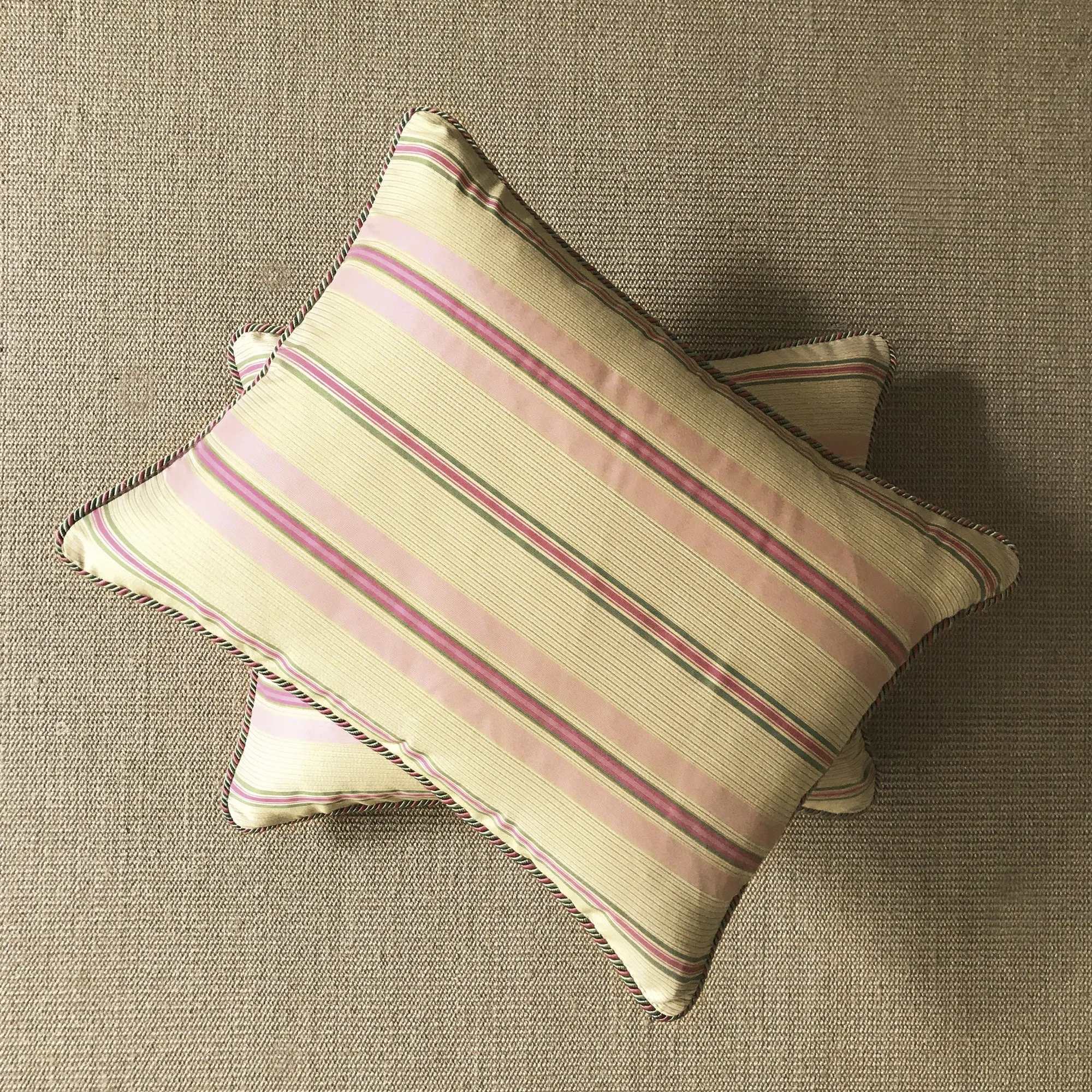 Pastel Spring Pink and Green English Stripe Standard Sham 20x27