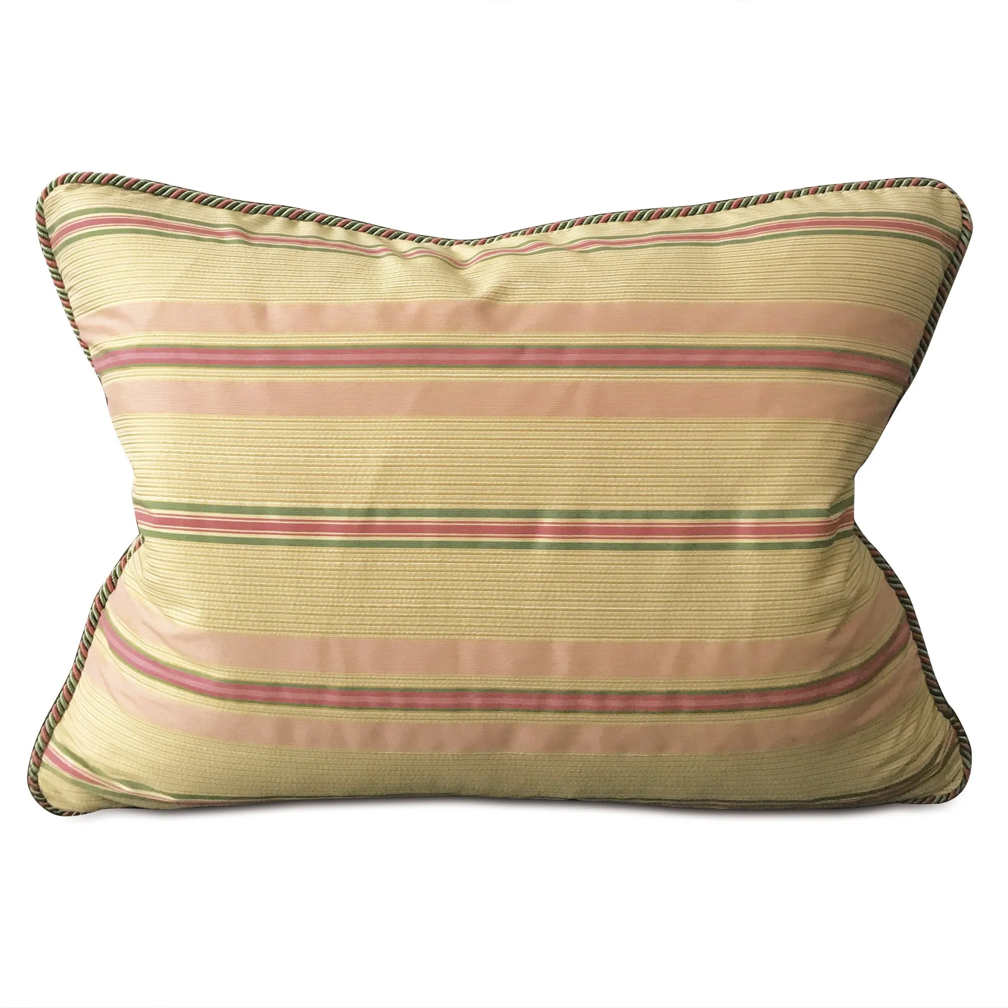 Pastel Spring Pink and Green English Stripe Standard Sham 20x27