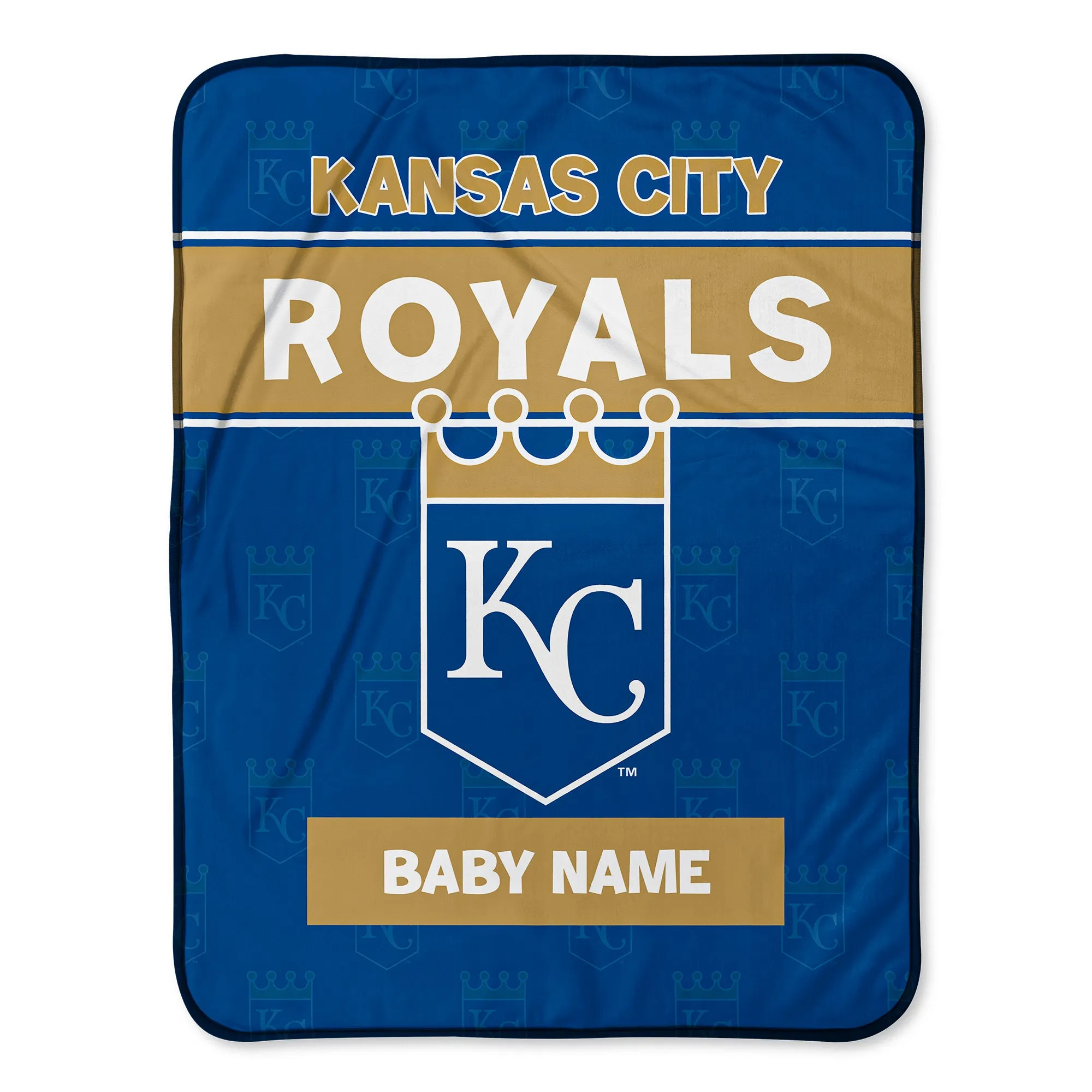 Personalized Kansas City Royals Emblem Baby Pixel Fleece Blanket