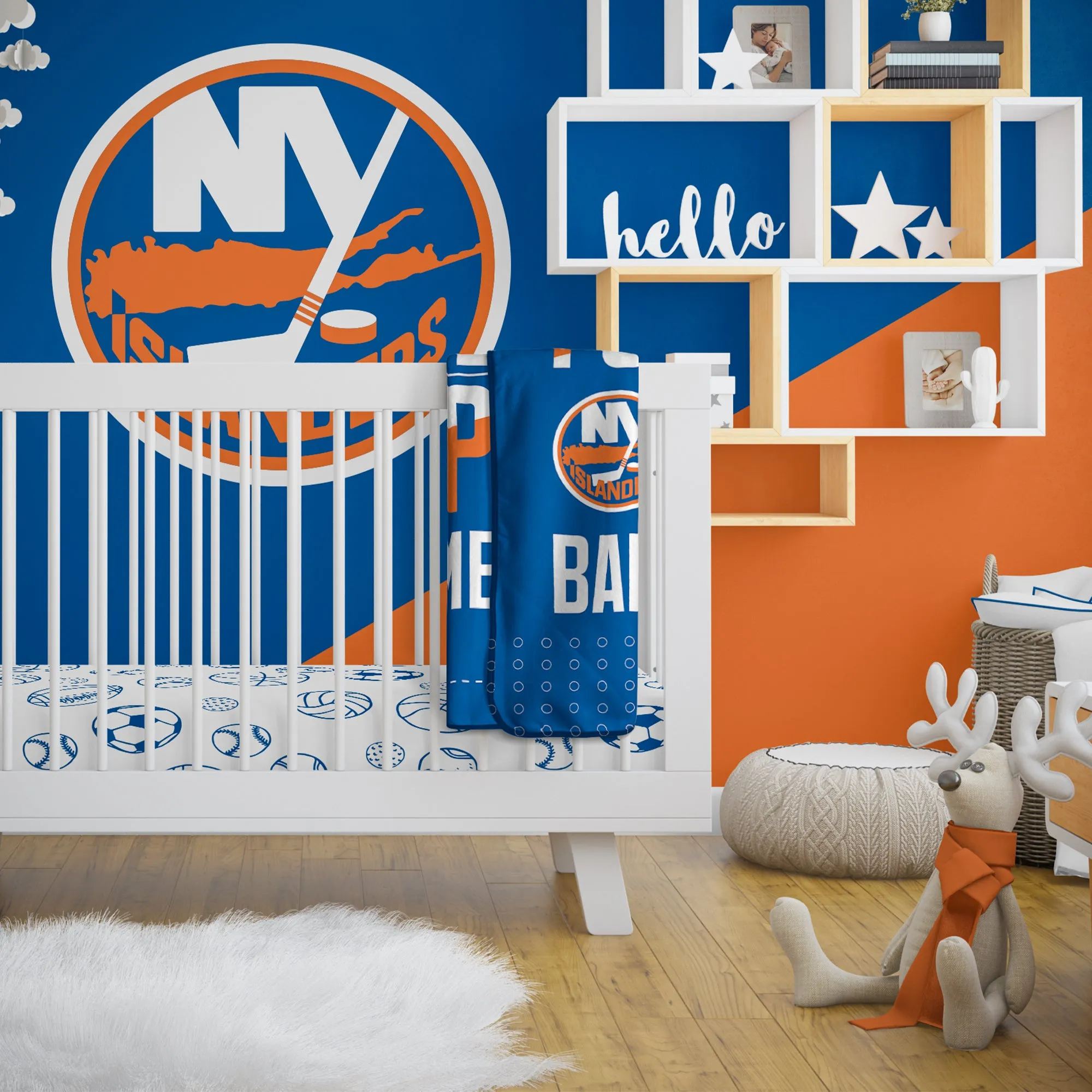 Personalized New York Islanders MVP Baby Pixel Fleece Blanket