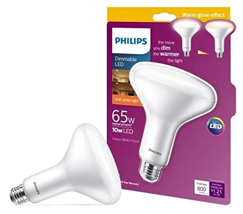 PHILIPS LED 457010 BR40 Dimmable 800-Lumen, 2700-2200-Kelvin, 10 (65 Equivalent) Flood