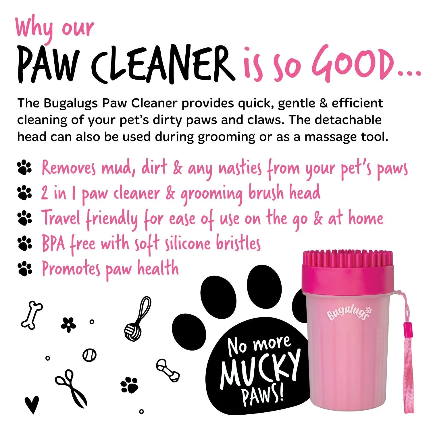 Pink Paw Cleaner Cup for Dogs & Cats (Medium)