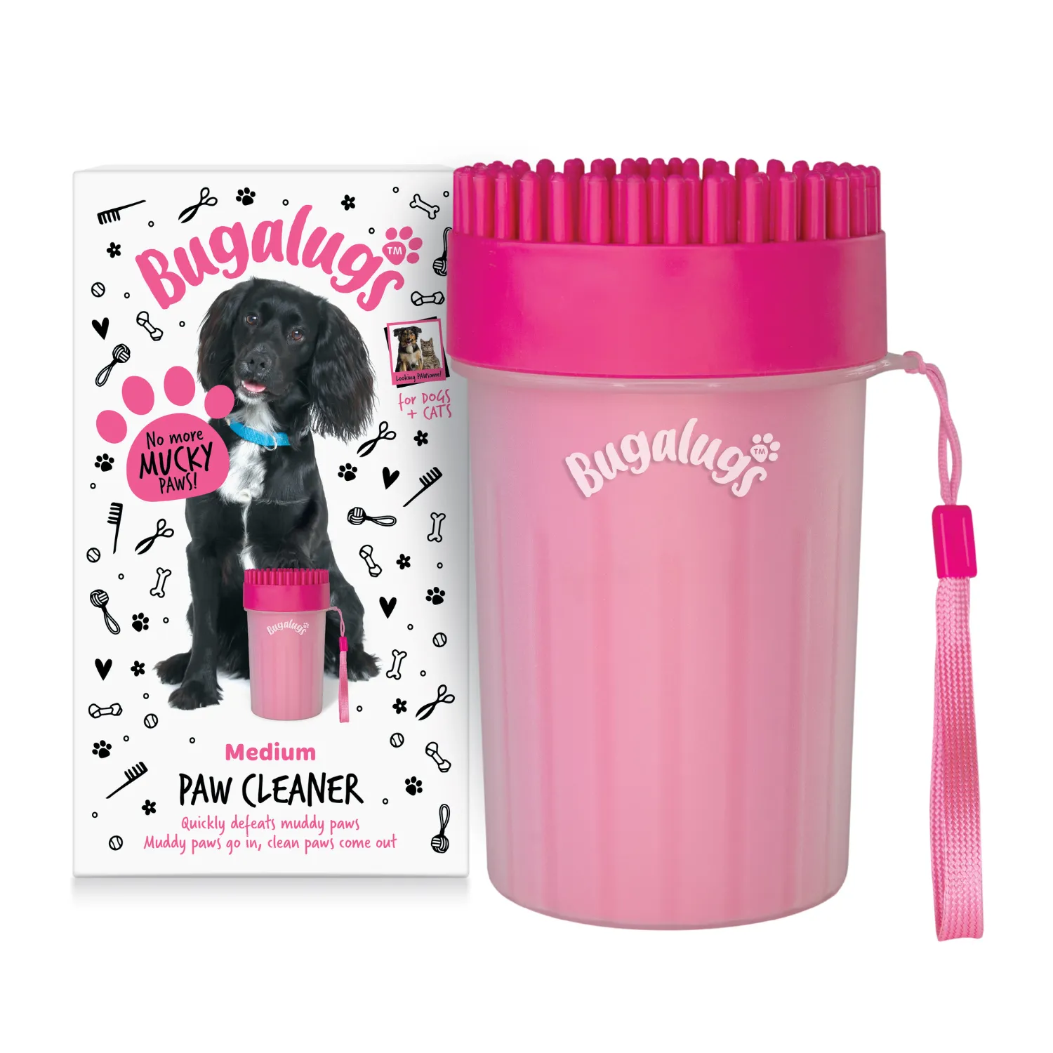 Pink Paw Cleaner Cup for Dogs & Cats (Medium)