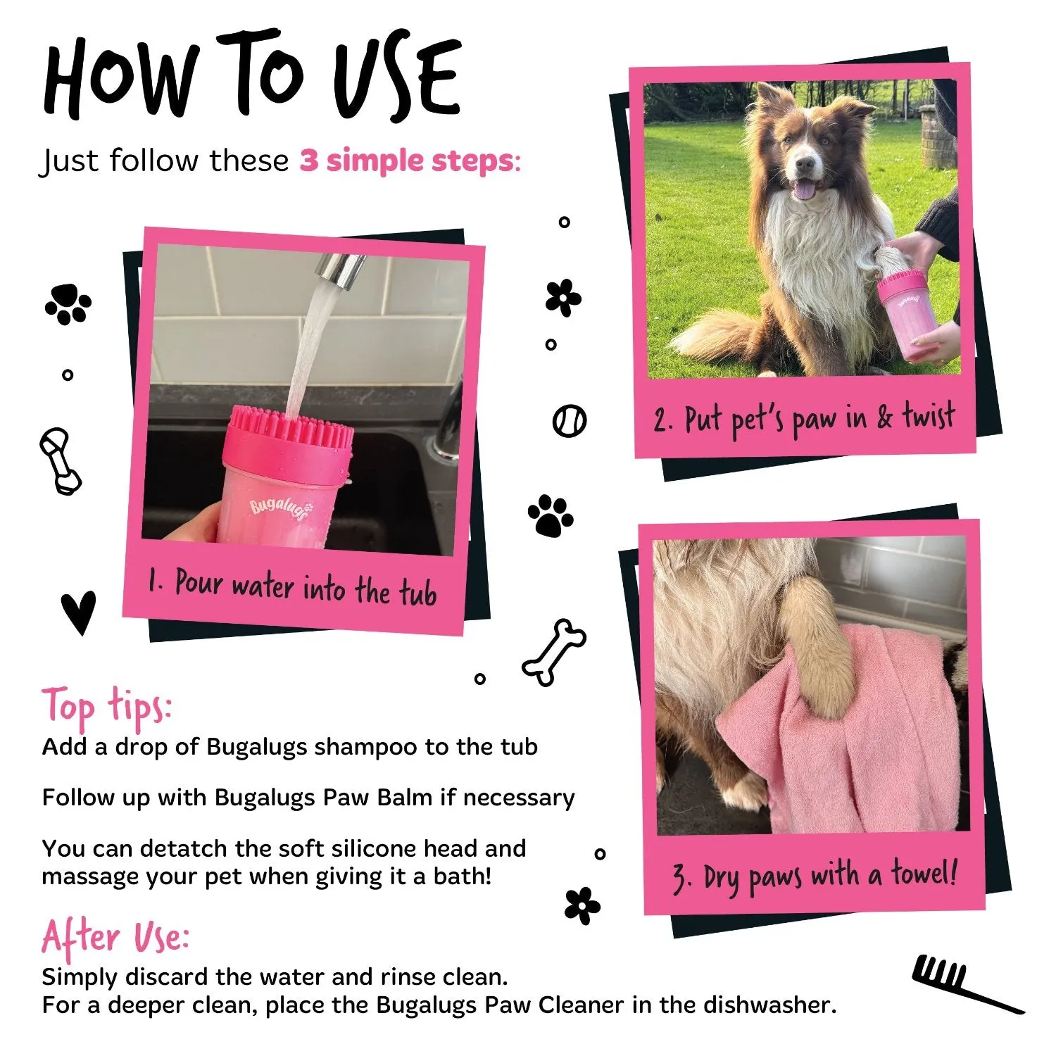 Pink Paw Cleaner Cup for Dogs & Cats (Medium)