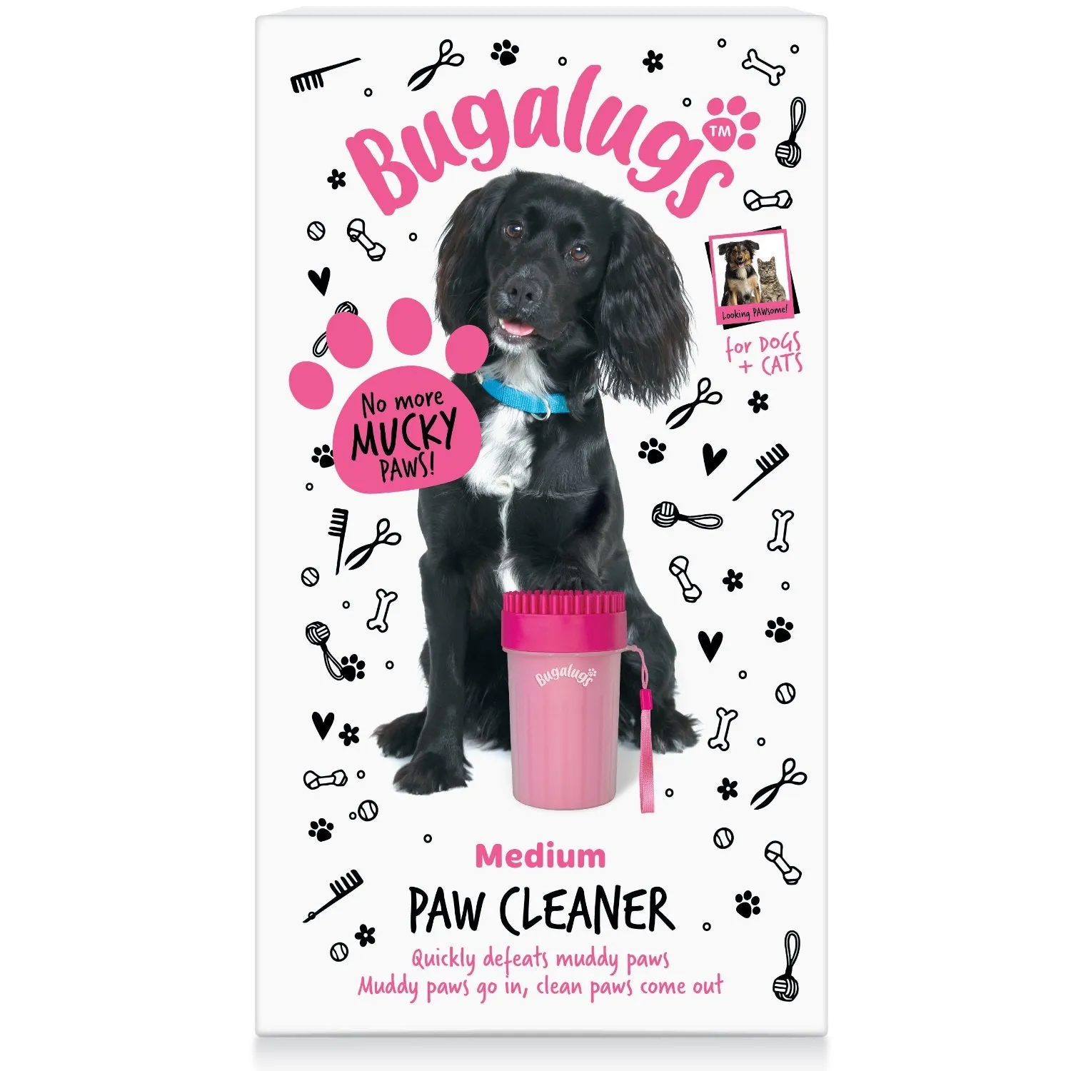 Pink Paw Cleaner Cup for Dogs & Cats (Medium)