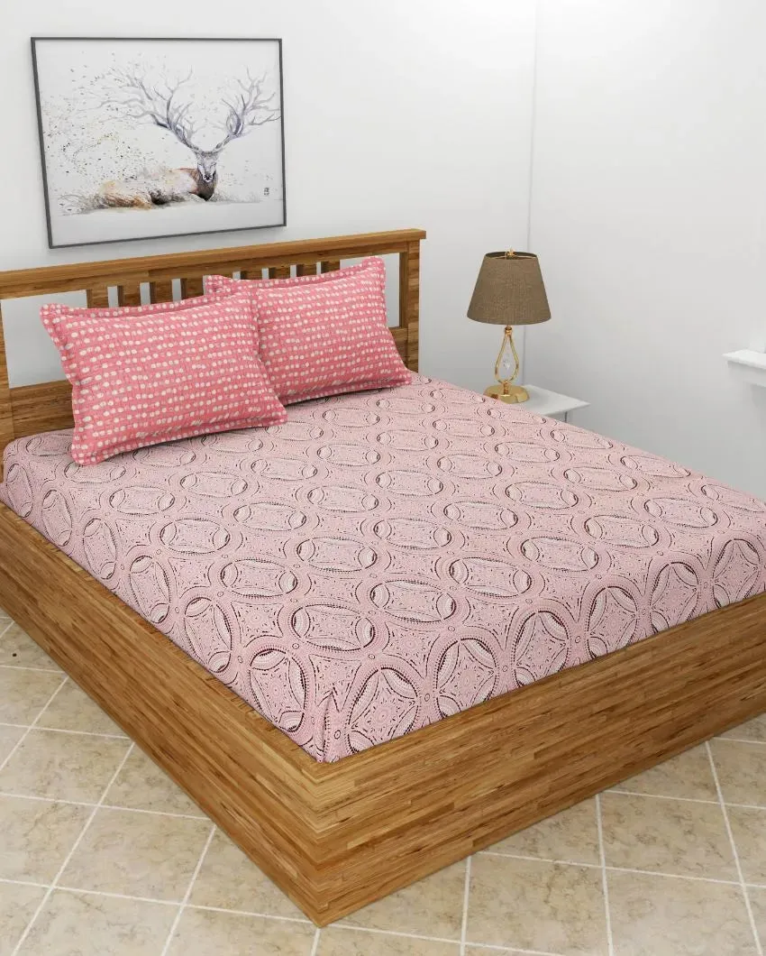 Pink Premium Glace Cotton Bedding Set | King Size | 108 x 108 inches