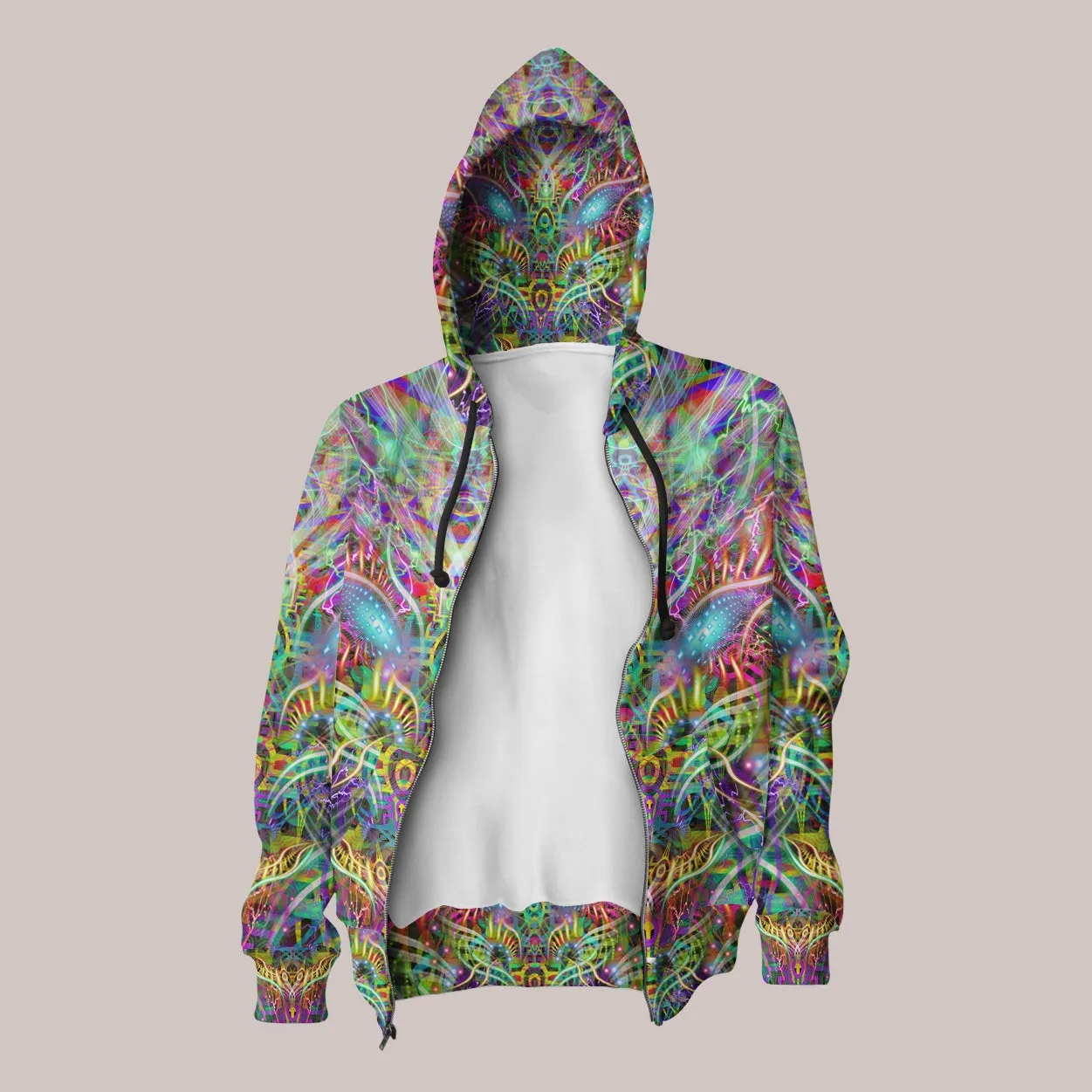 Psychedelic Hoodie (UV/RGB, Eco-Friendly, Unisex, Zip-Up) | DRACOMETHYLTRYPTAMINE