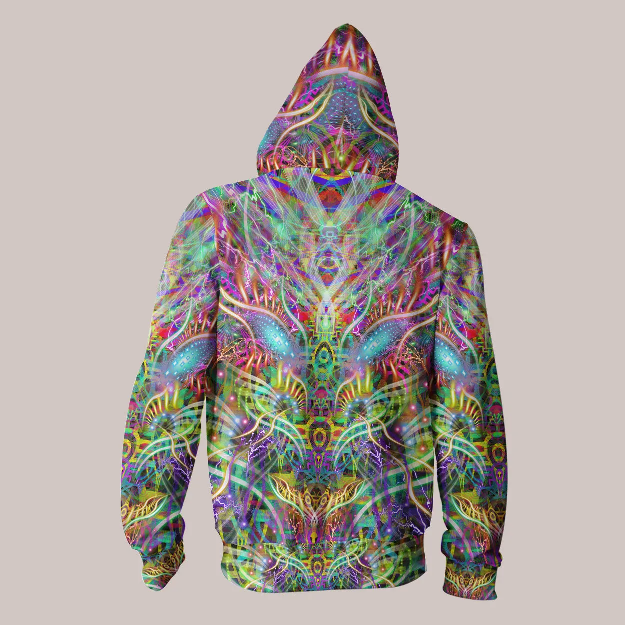 Psychedelic Hoodie (UV/RGB, Eco-Friendly, Unisex, Zip-Up) | DRACOMETHYLTRYPTAMINE