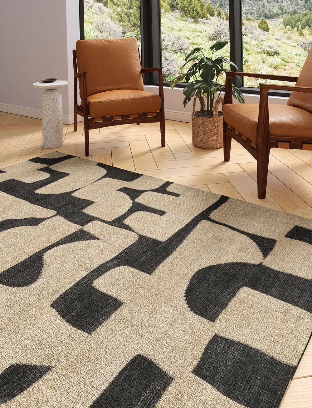 Puzla Natural Black Rug - Second Love