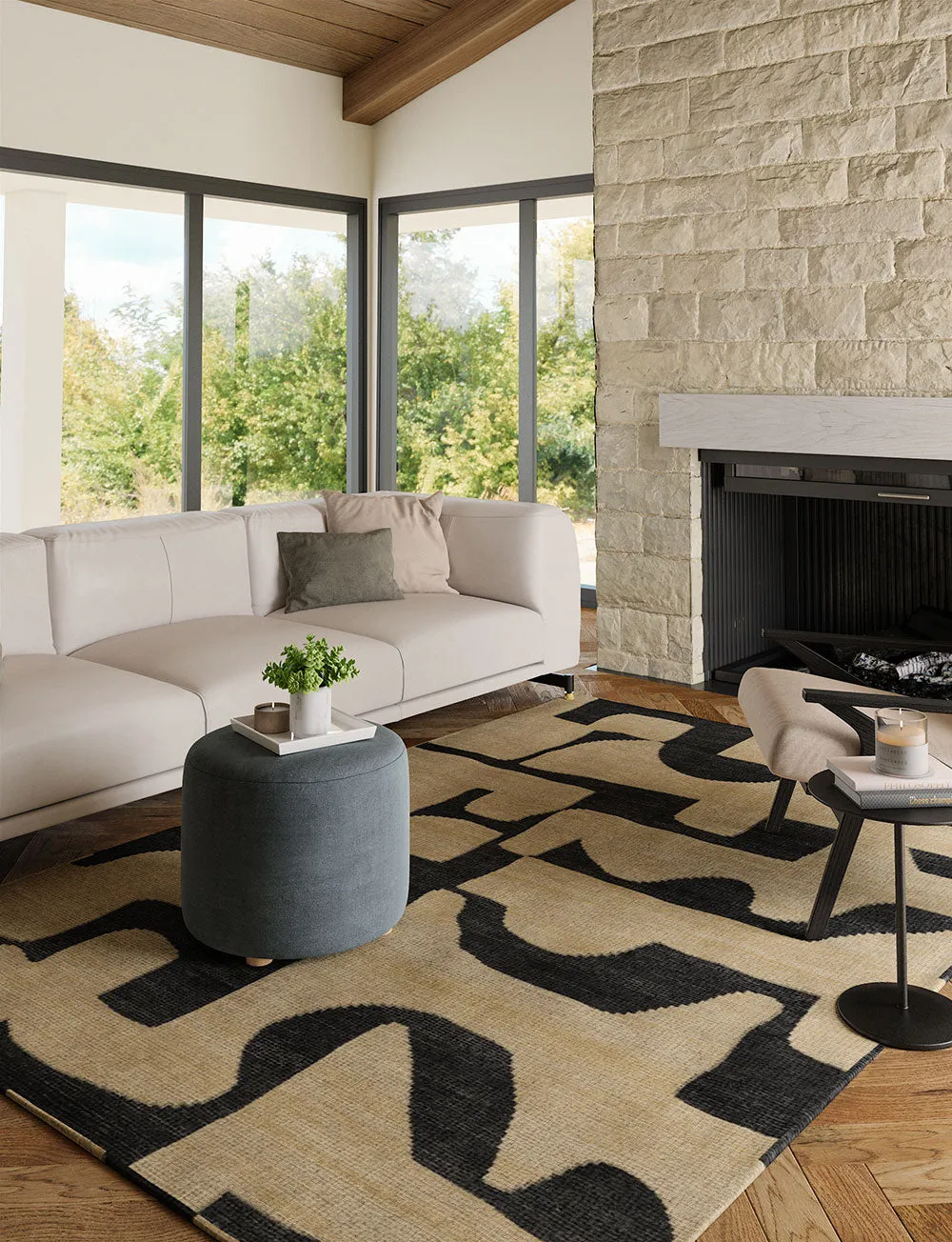 Puzla Natural Black Rug - Second Love