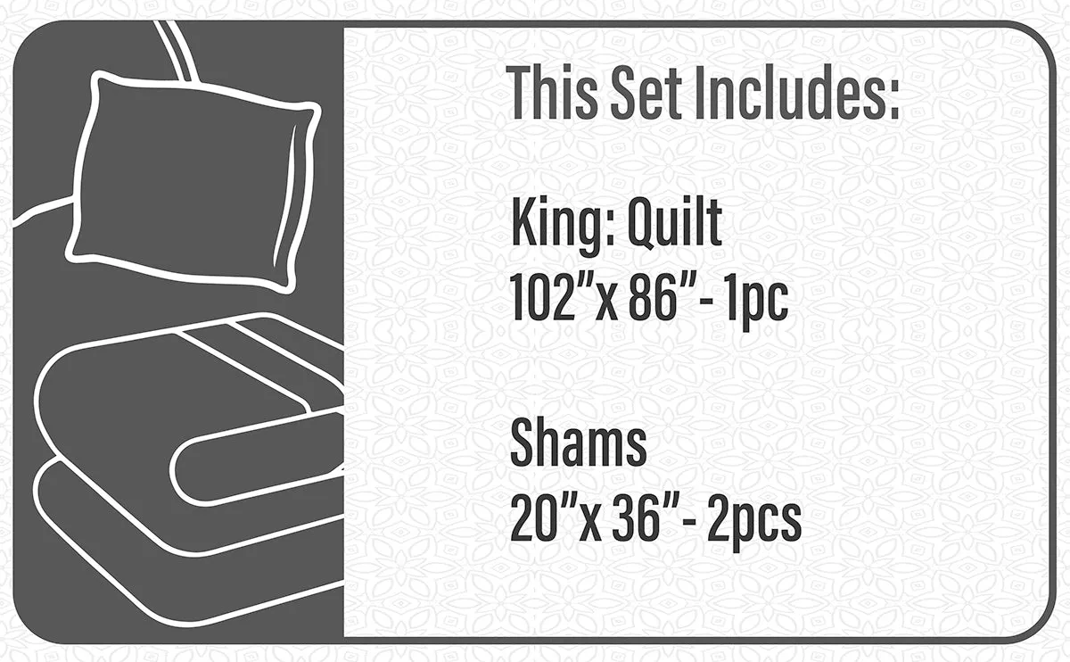 Quilt Bedding Set 5 Piece Printed King Maui