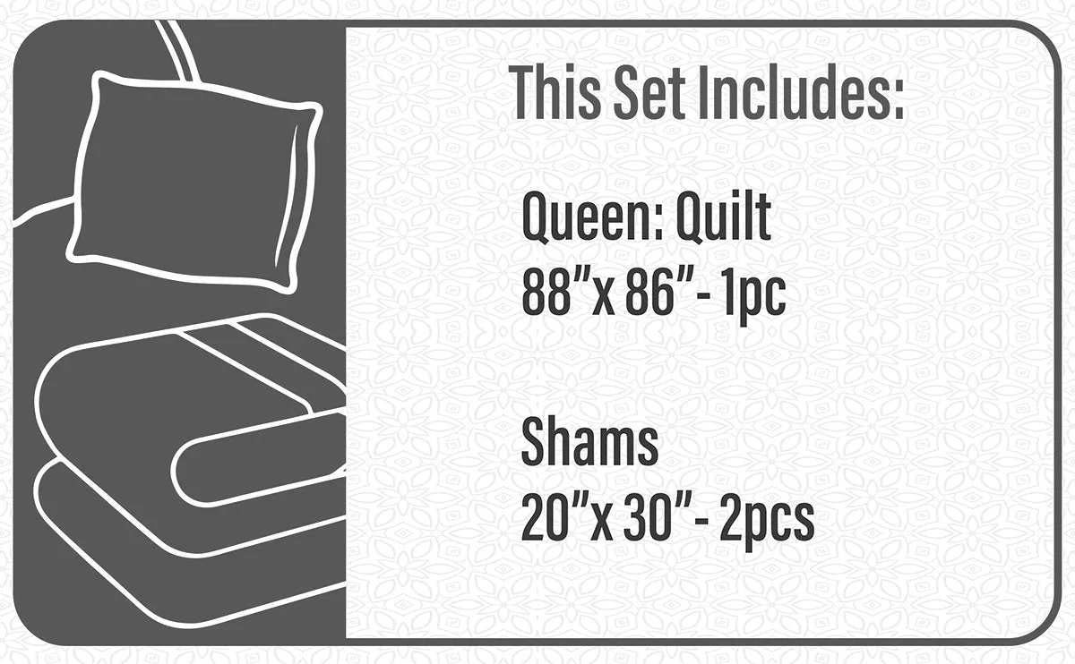 Quilt Bedding Set Woven 3 Piece Set Double/Queen Daphne