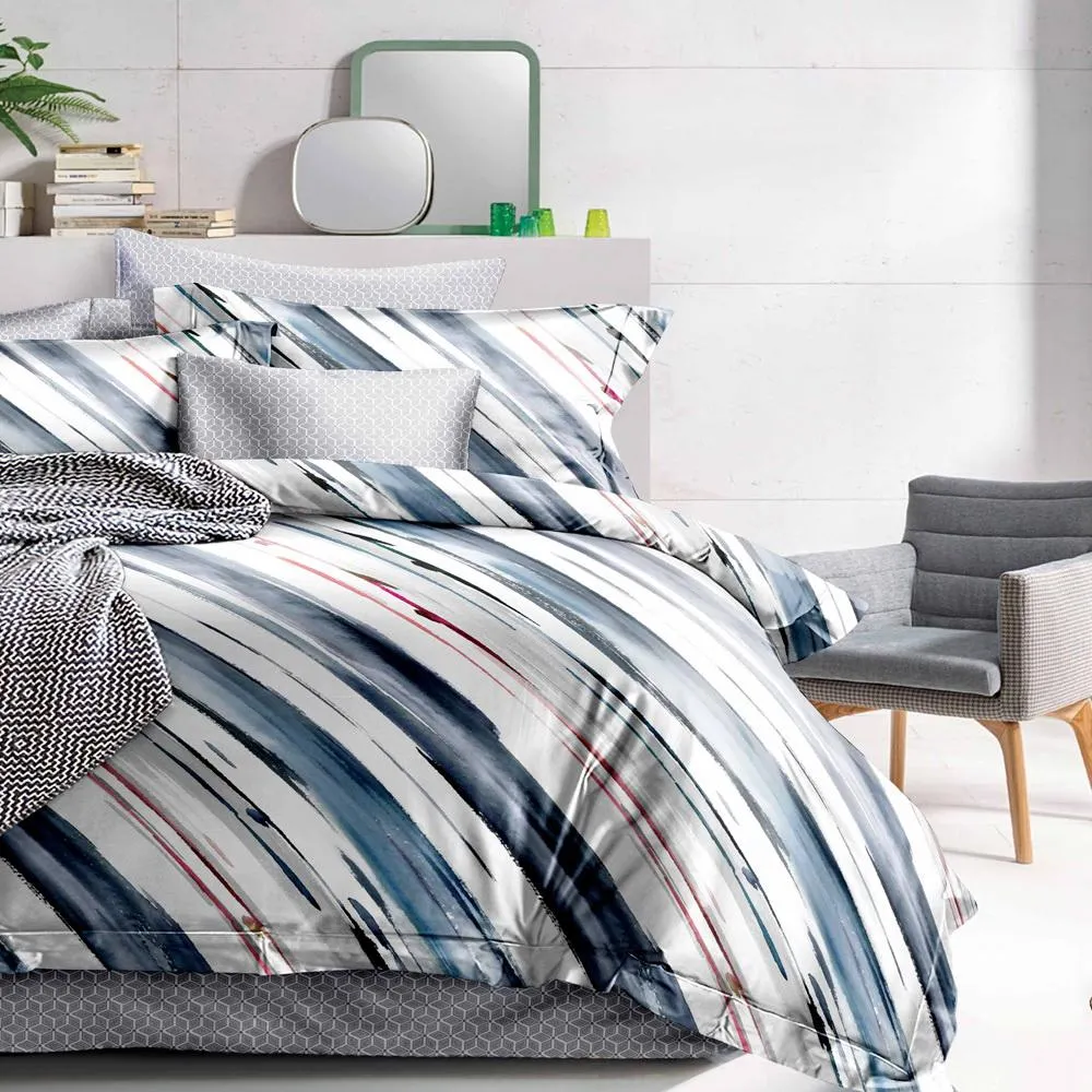 Quilt Cover Set Queen Bed Doona Duvet Reversible Sets Stripe Pattern