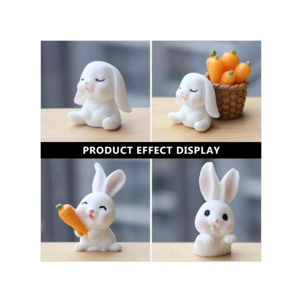 Radish Bunny Ornaments, Miniature Fairy Garden Ornaments, Cute Rabbits and Carrot House for Plant Pot, Home Decoration, Simulation Model Decoration, Bunny 3