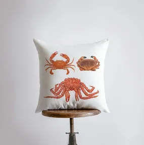 Red Crabs |  Crustaceans | Throw Pillow | Home Decor |Modern Decor |Nautical |Ocean | Gift for Her | Accent Pillow Cover | Beach | Custation