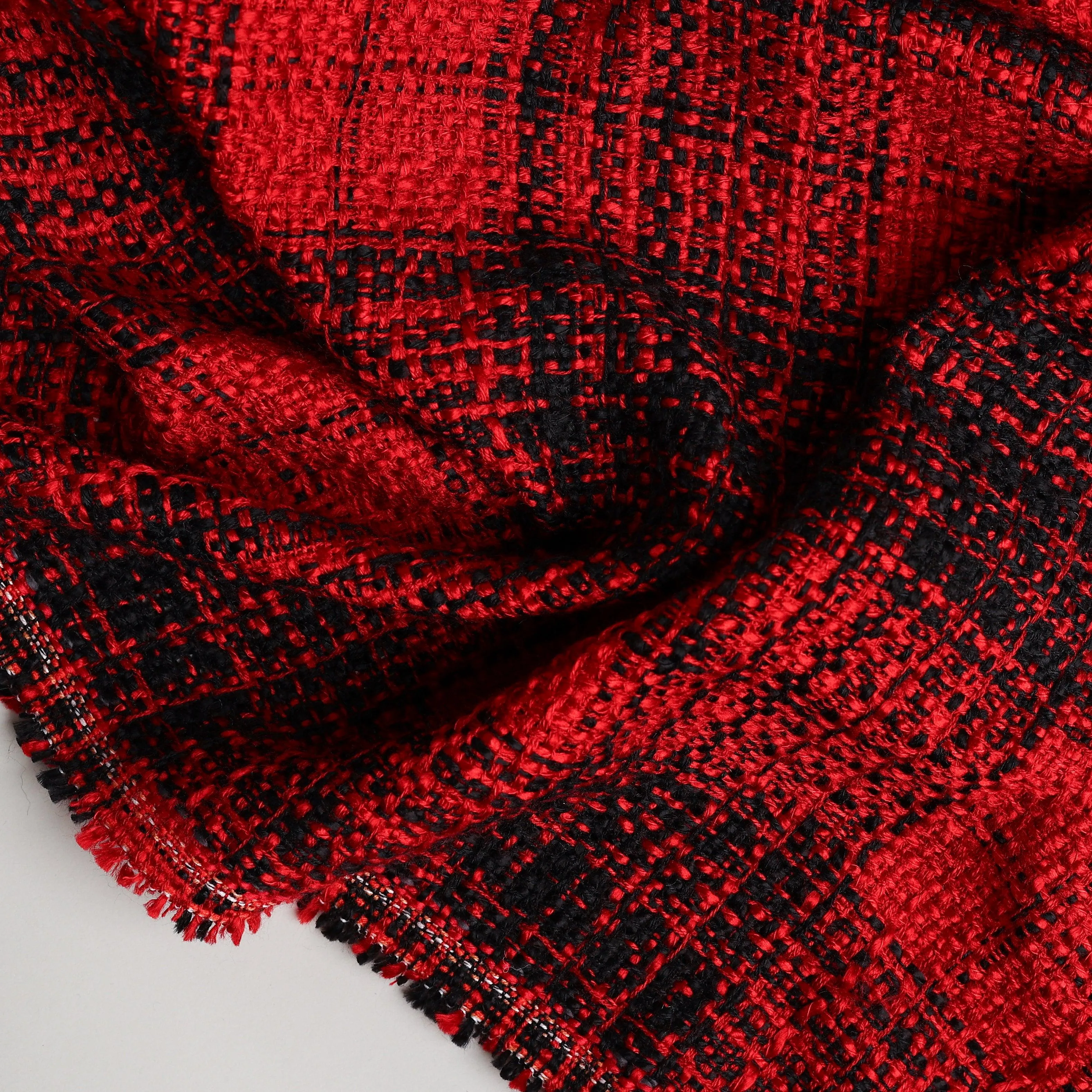 Red Plaid Throw Blanket 58" X 63"  3" Tassel