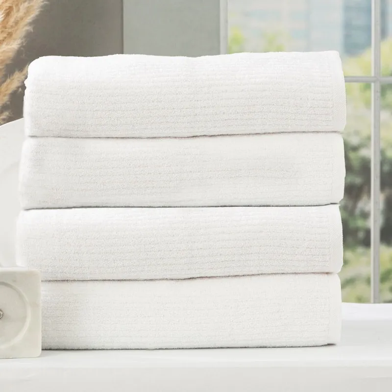 Renee Taylor Cobblestone 4 Piece White Bath Towel Pack