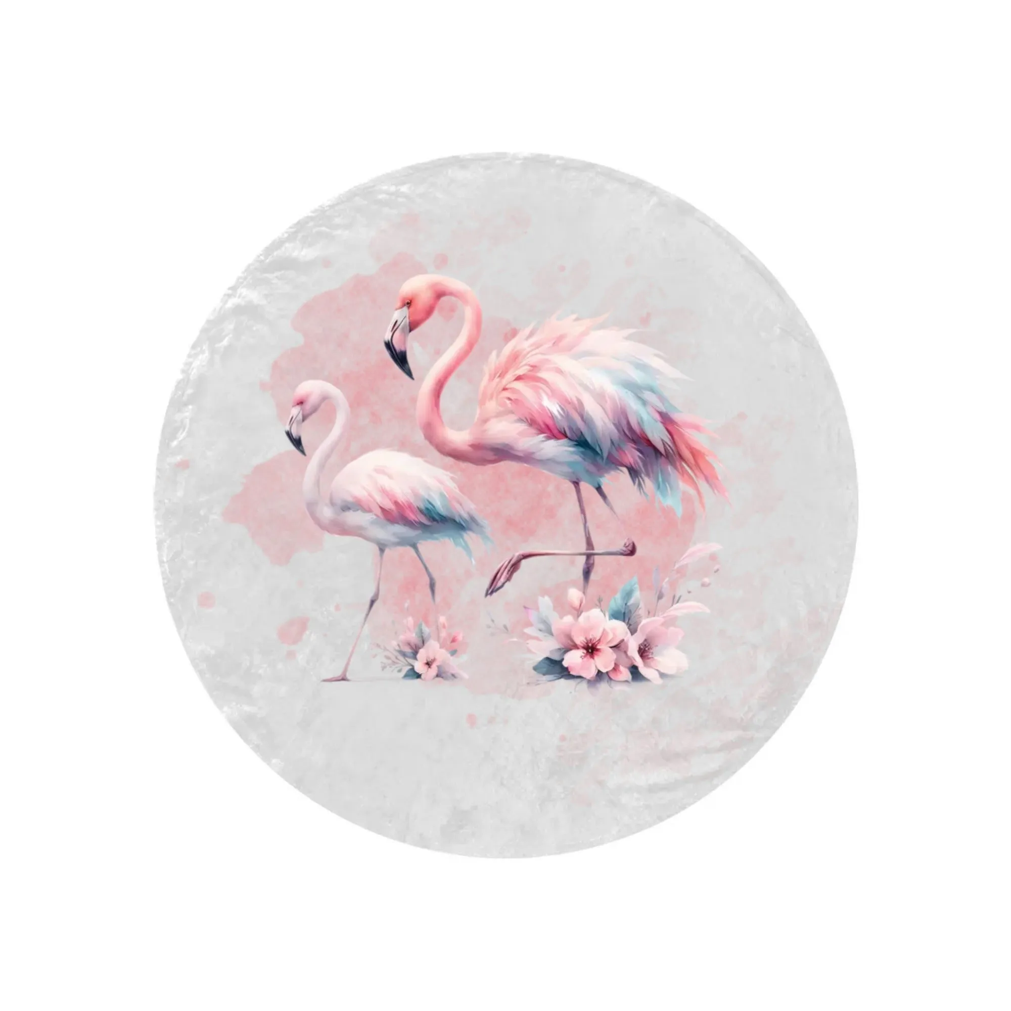 Round Blanket Personalised Flamingos