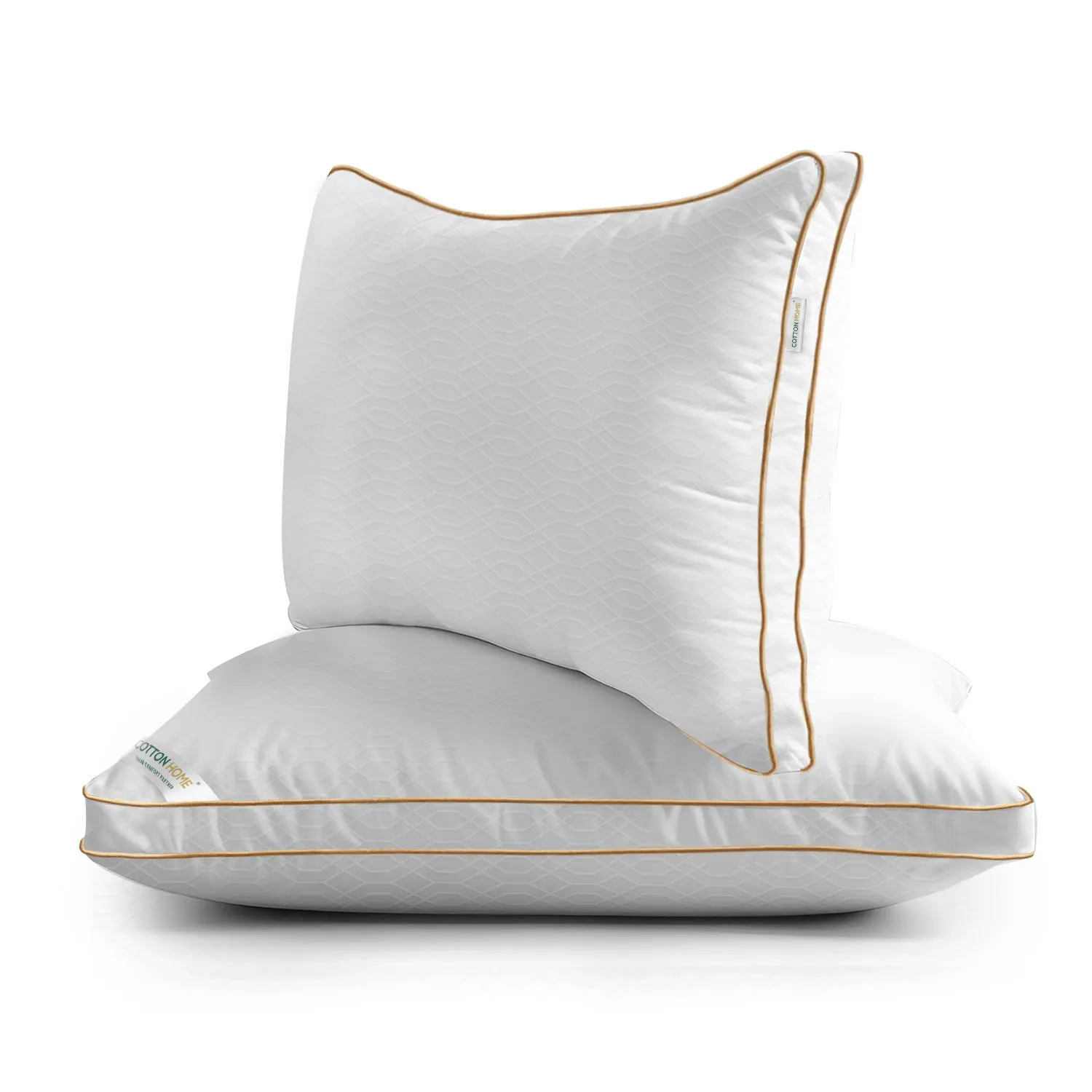 Royal Angler High Quality Loom Design Ultra Soft Premium Egyptian Cotton Dobby Jacquard  Gusset Pillow 50x75cm  5cm White