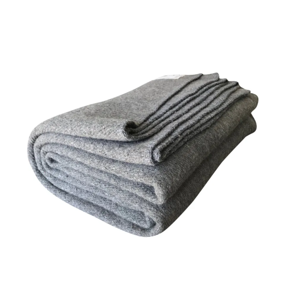 Rugged Gray Wool Camping Blanket