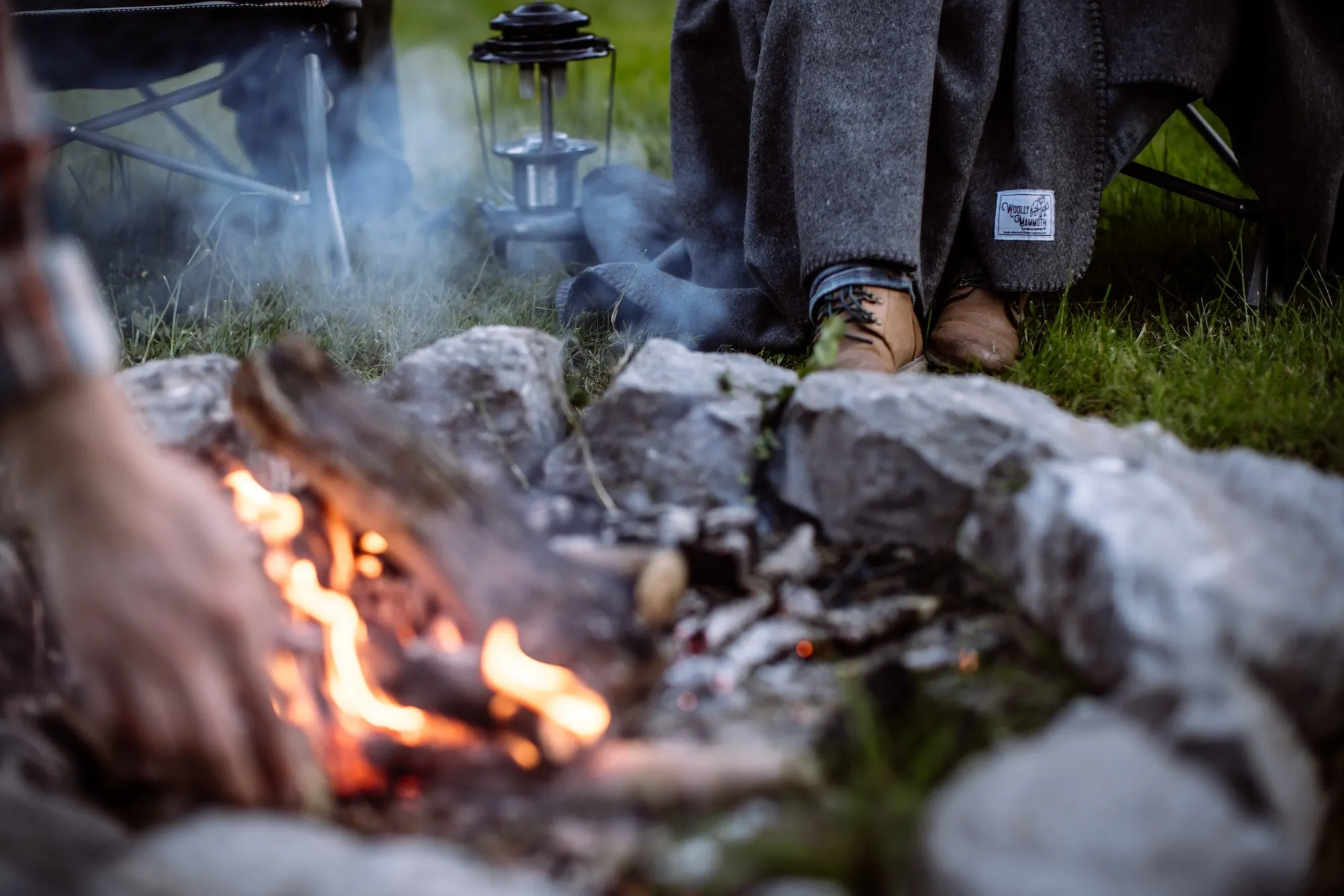 Rugged Gray Wool Camping Blanket