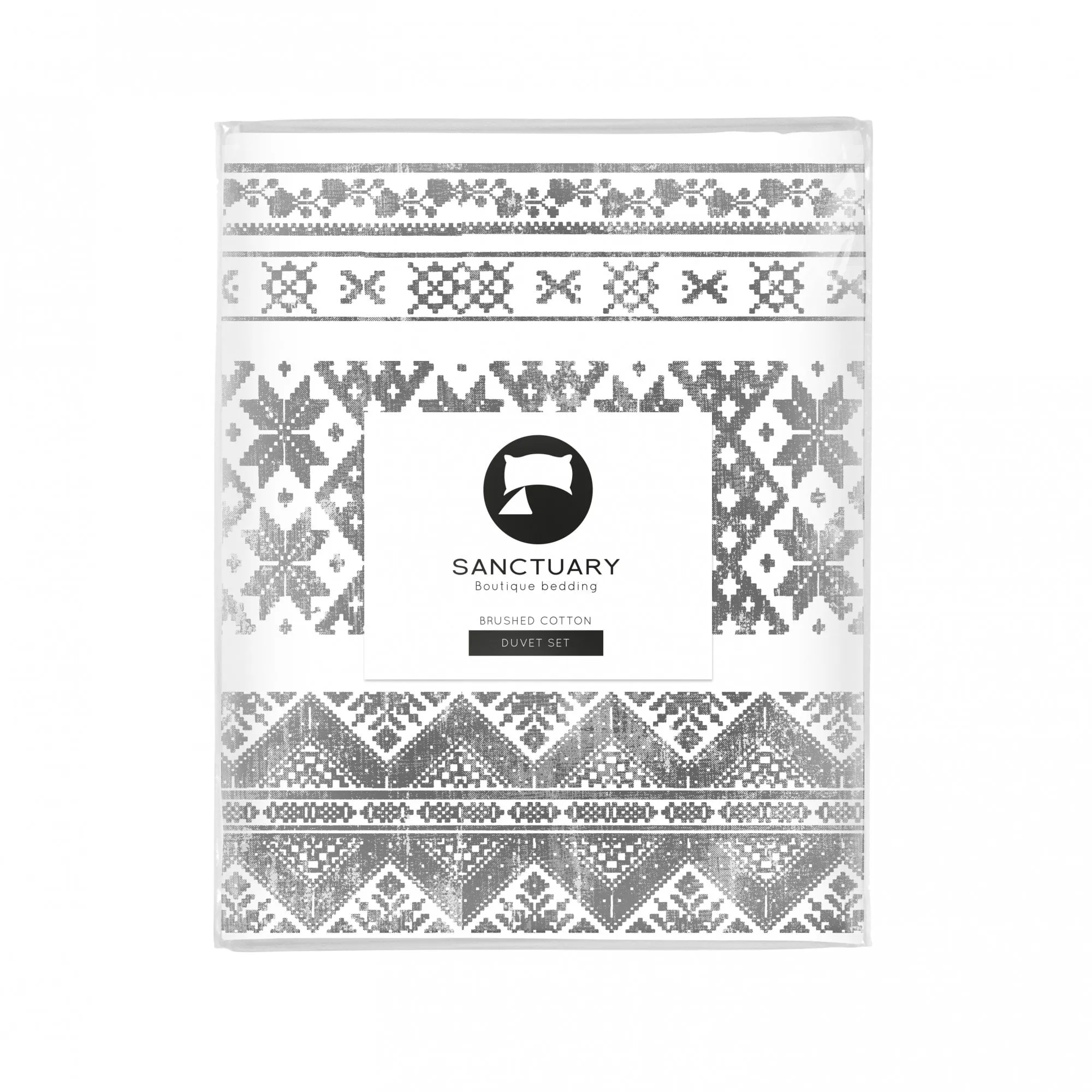 Sanctuary Boutique Double Bedding Set - Winter Fairisle Brushed Cotton Duvet Set