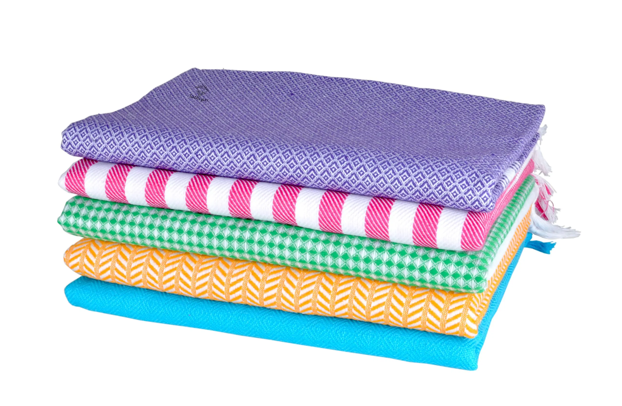 Sathiyas Supreme Multicolour Pure Soft Cotton Bath Towels 240 GSM (Multicolour, Set of 5)