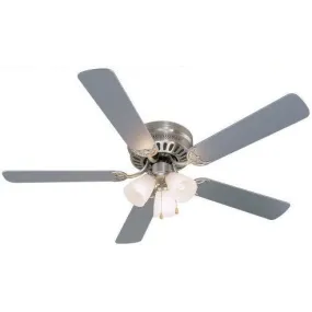 Satin Nickel 52" Hugger Ceiling Fan w/ Light Kit : 8687