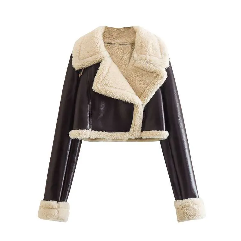 Short Zipper Fur Integrated Jacket