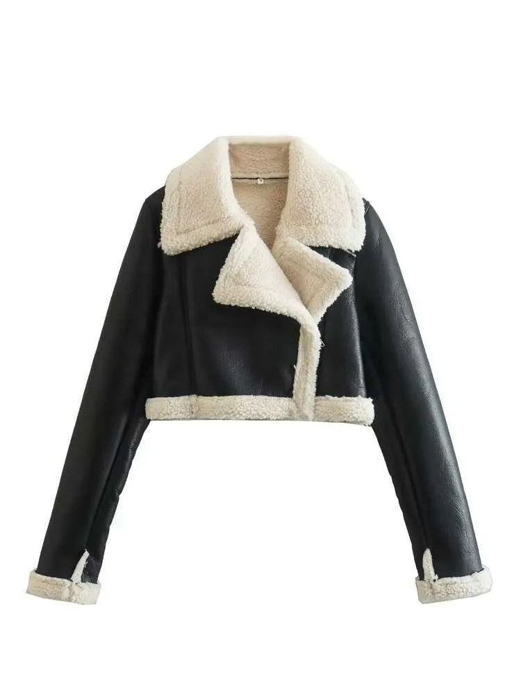 Short Zipper Fur Integrated Jacket