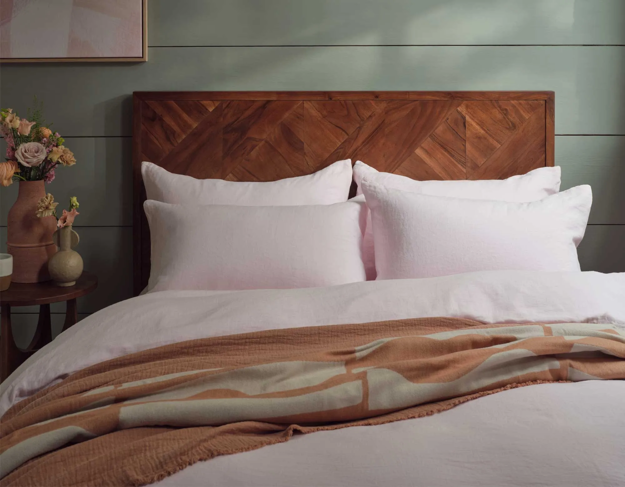 Single Linen Bedding - Soft Pink