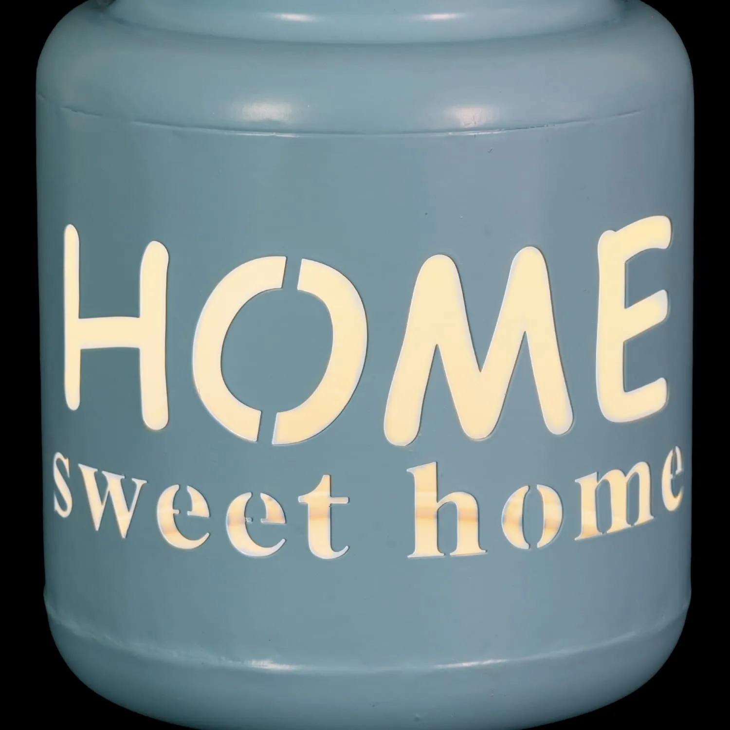 Solar Home Sweet Home Metal Garden Lantern in Blue, 7 Inch