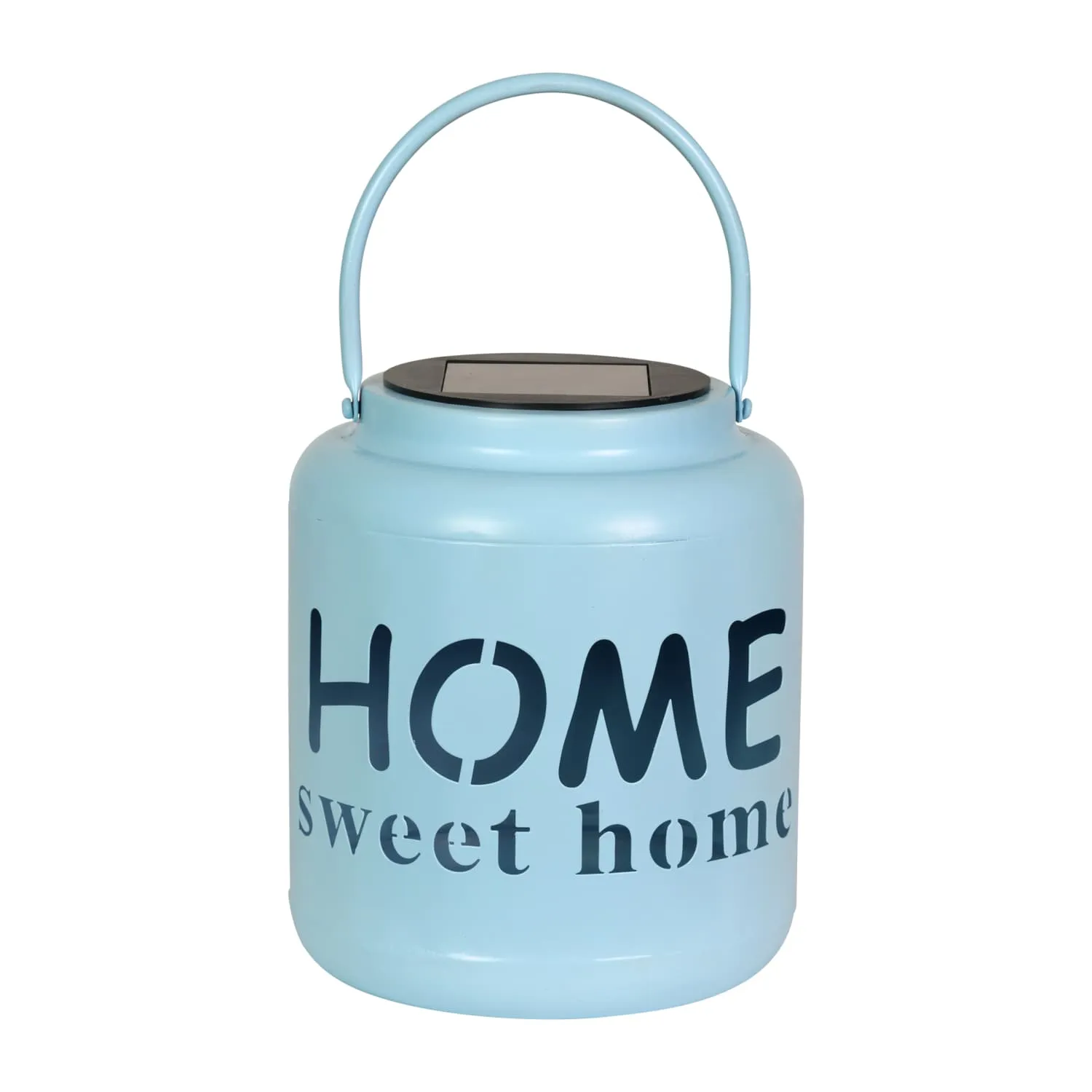 Solar Home Sweet Home Metal Garden Lantern in Blue, 7 Inch