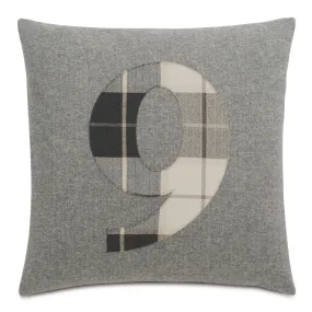 Solid Number "9" Laser Cut Appliqué Decorative Pillow 20" x 20"