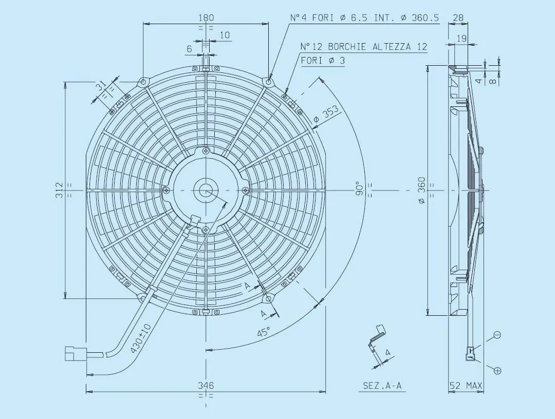 SPAL Electric Radiator Fan (13" - Pusher Style - Low Profile - 1032 CFM) 30100399